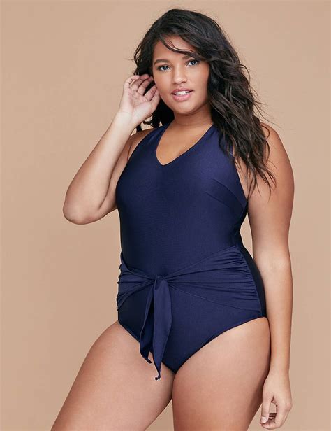 Shimmer Swim One Piece With Built In No Wire Bra Wrap Tie Cacique