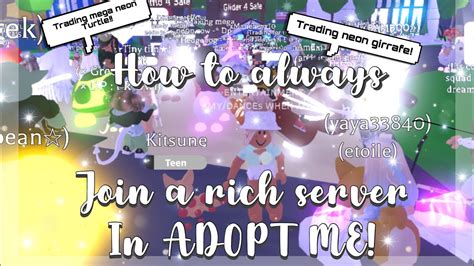 How To Always Join A Rich Server In Adopt Me Roblox Youtube