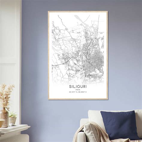 Siliguri India Map Poster, Siliguri City Road Wall Art Print - Custom ...