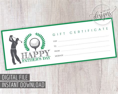 FATHER S DAY Gift Certificate Golf Player Printable Gift Etsy Canada