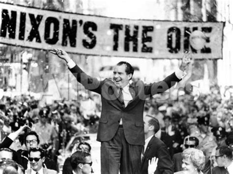 Richard Nixon Delivering His The V For Victory Sign Photo