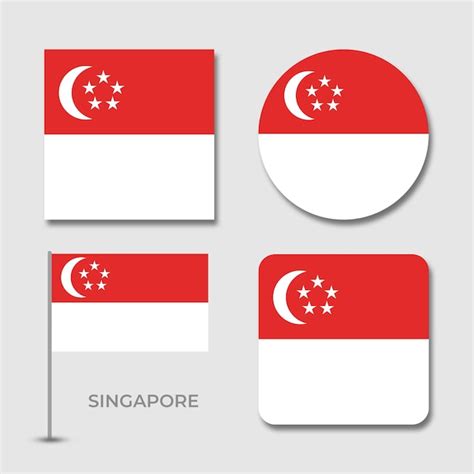 Premium PSD | National flags of singapore set design template psd file