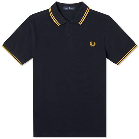 Fred Perry Slim Fit Twin Tipped Polo Navy And Gold End