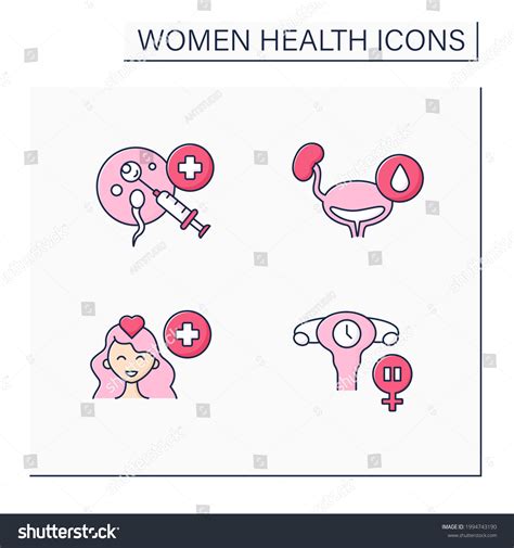 Women Health Color Icons Setreproductive System Royalty Free Stock