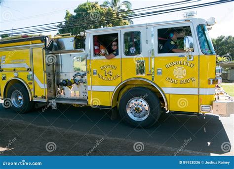 Honolulu Fire Department HFD Truck And Ambulance Lights Flash As They ...