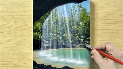 Beautiful Waterfall Painting / Acrylic Painting TUTORIAL | Waterfall ...