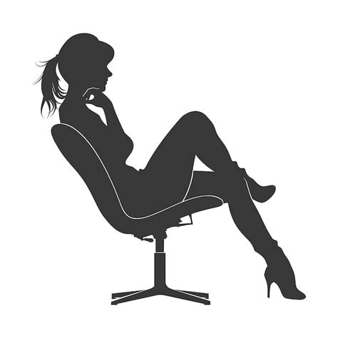 Silhouette De Femme Assise Dans La Chaise Couleur Noire Seulement