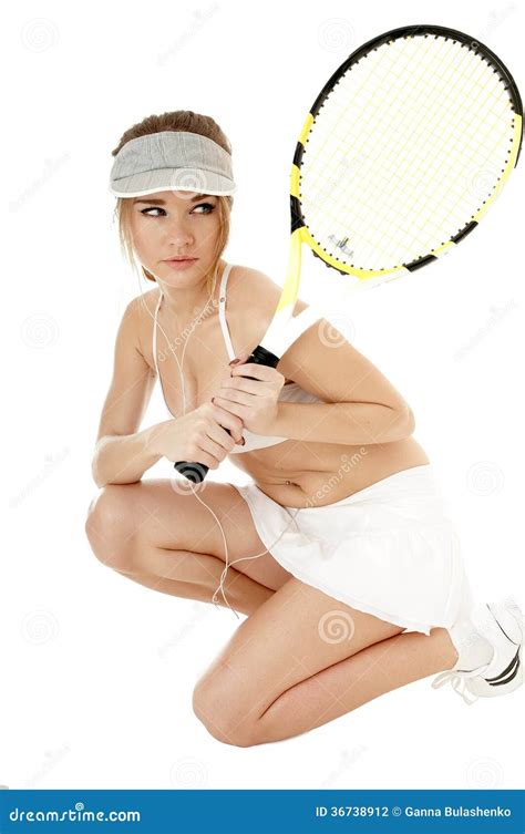 Female Tennis Player With Racket Stock Photo Image Of Athlete