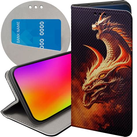 ETUI Z KLAPKĄ DO XIAOMI REDMI 10A WZORY SMOKI DRAGON TANIEC SMOKÓW