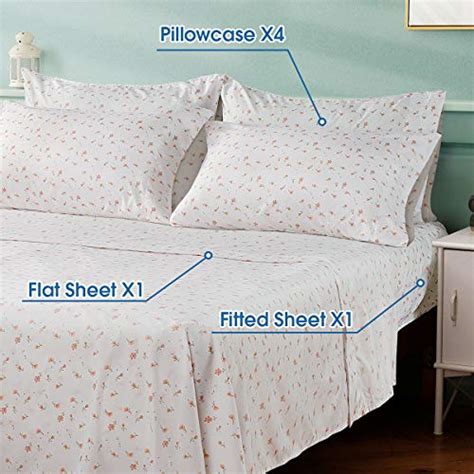 HOMEIDEAS 6 Piece Printed Queen Size Bed Sheets, Extra Soft Brushed ...