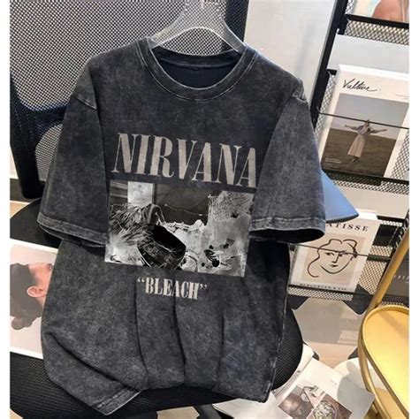 Jual KOIKOO T Shirt Oversize Washed Black NIRVANA BAND Baju Kaos