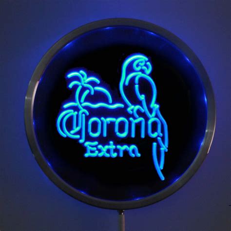 Rs A0108 Corona Extra Parrot LED Neon Round Signs 25cm 10 Inch Bar