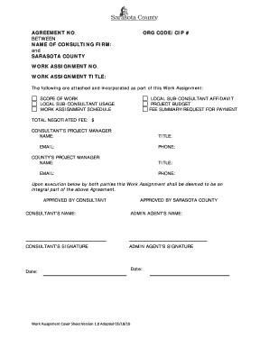 Fillable Online Scgov Wa Form Cover Sheet Sarasota County Scgov Fax