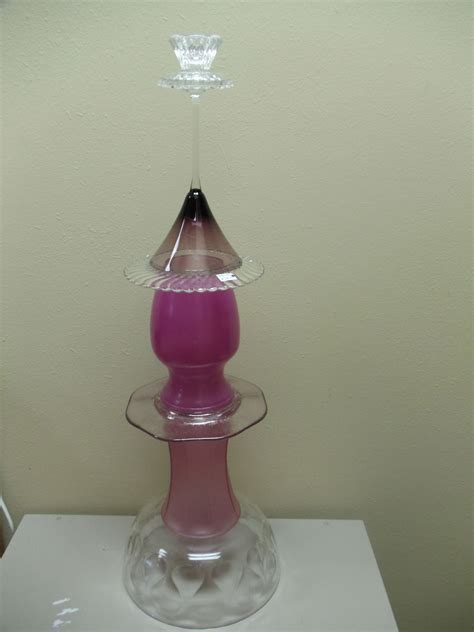 Purple Fucia Recycled Glass Tower For The Garden Glass Art Recycled Glass Glass