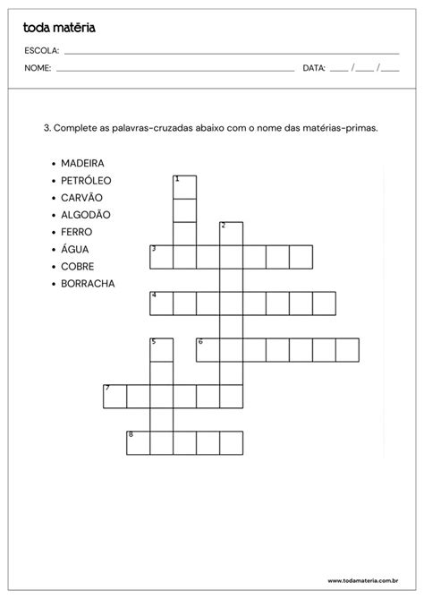 Atividades Sobre Materia Prima - Atividades sobre matéria-prima (para imprimir) - Toda Matéria