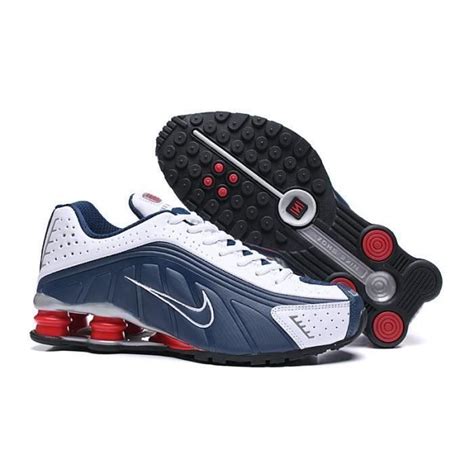 Nike Basket Shox R Homme Chaussures Entra Nement De Sport Blanc Bleu