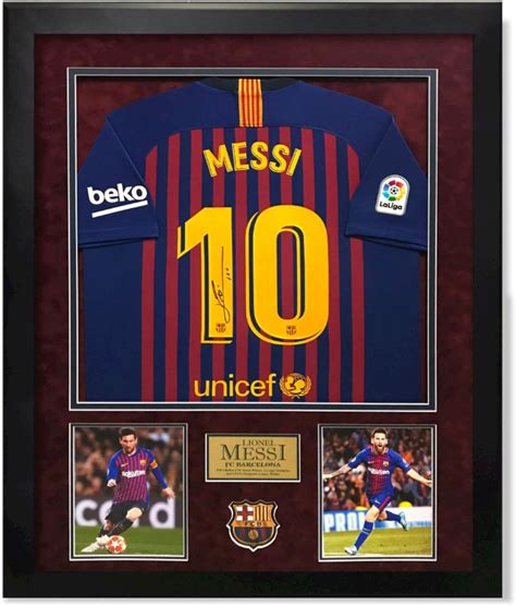 Lionel Messi Signed Autographed Barcelona Jersey Custom Framed To 32x40