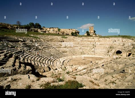 Italy Sicily Syracuse Greek Theatre Stock Photo Alamy