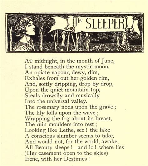 English Idylls — The First Verse Of The Sleeper By Edgar Allan Poe