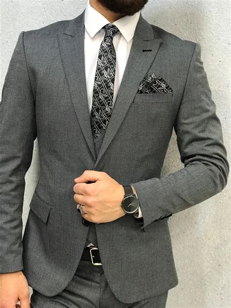 Buy Gray Slim Fit Wool Suit By Gentwith With Free Shipping