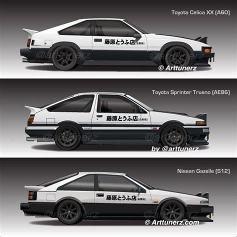 Initial D Fujiwara Tofushops Celica Xx Nissan Gazelle S12 And