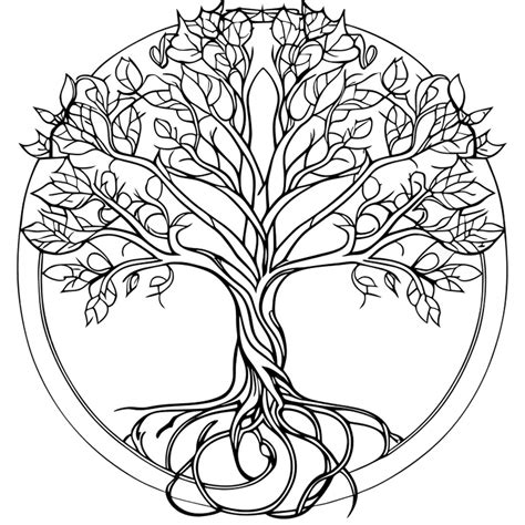 Premium Vector Tree Of Life Vector Illustration Line Art