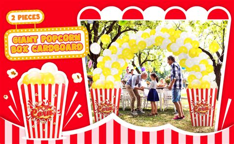 2 Pieces Giant Popcorn Box Cardboard Stand Up With 100