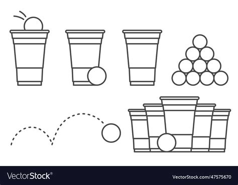 Outline Beer Pong Plastic Cup Royalty Free Vector Image