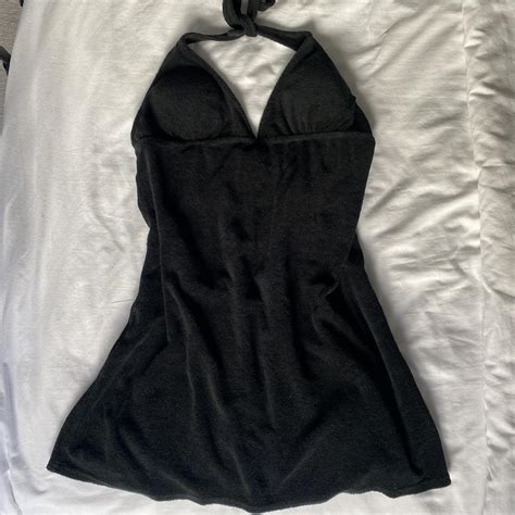 Black Terry Cloth Halter Mini Dress Reminds Me Of Depop