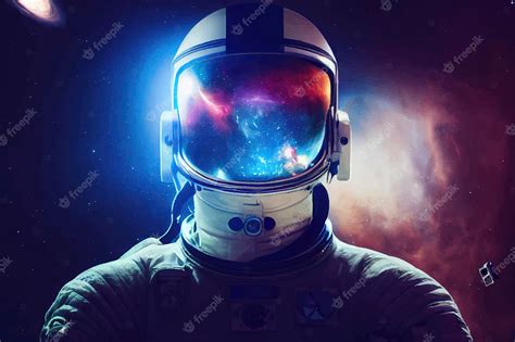 Astronauta En El Espacio Y En El Reflejo De Su Casco Estrellas Galaxy