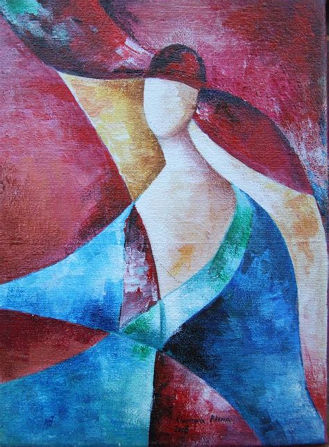 Abstract Painting Lady In Red Acrylic On Canvas Modern Art Acrylic