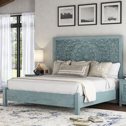 Lahaina Solid Wood Platform Bed With Moroccan Style Headboard