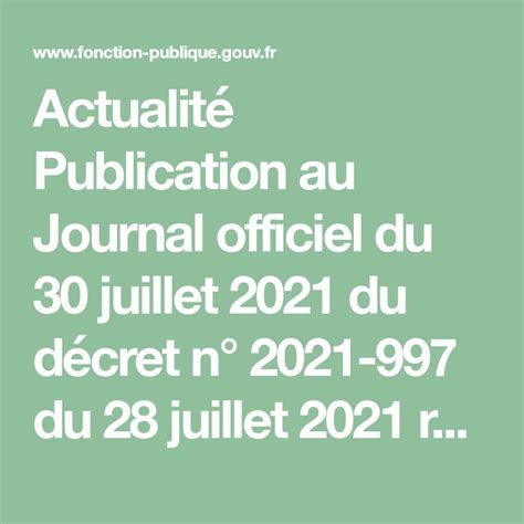 Actualit Publication Au Journal Officiel Du Juillet Du D Cret