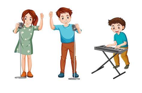 Premium Vector | Music band kids cartoon