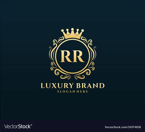 Rr Initial Letter Gold Calligraphic Feminine Vector Image