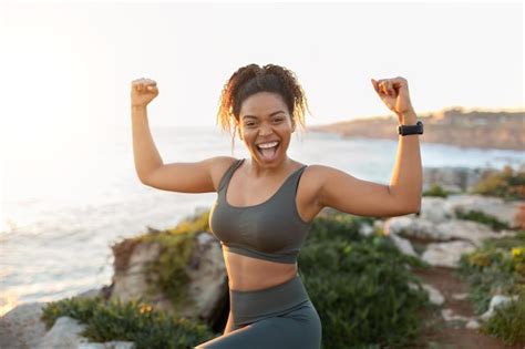 Premium Photo Glad Strong Excited Millennial African American Woman