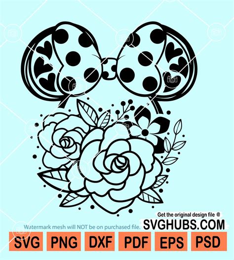 Mickey Mouse With Flowers Svg Flower And Garden Minnie Svg Disney Svg