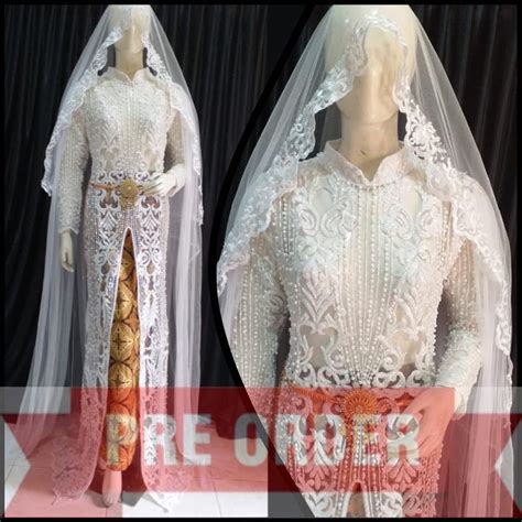 Jual Kebaya Akad Belah Kutubaru Full Payet Pre Order Shopee Indonesia