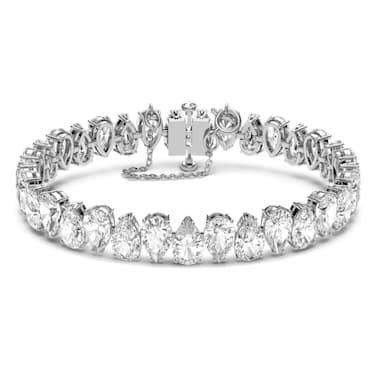 Matrix Tennis Bracelet Pear Cut White Rhodium Plated Swarovski