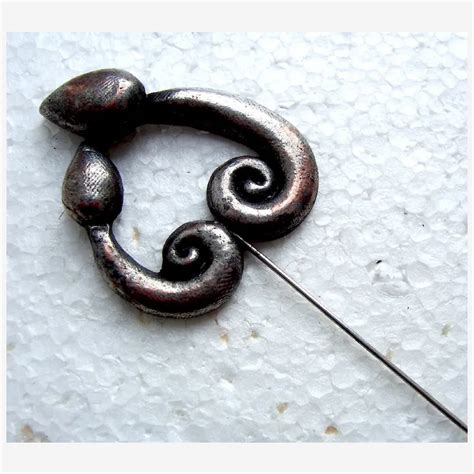 Late Victorian Polished Metal Hat Pin In Art Nouveau Style Ruby Lane