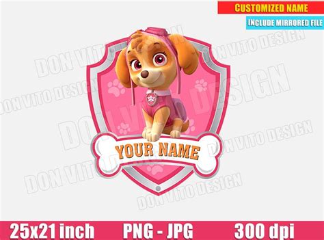 Skye Paw Patrol Logo Customised  Png Digital Birthday Girl Clipart