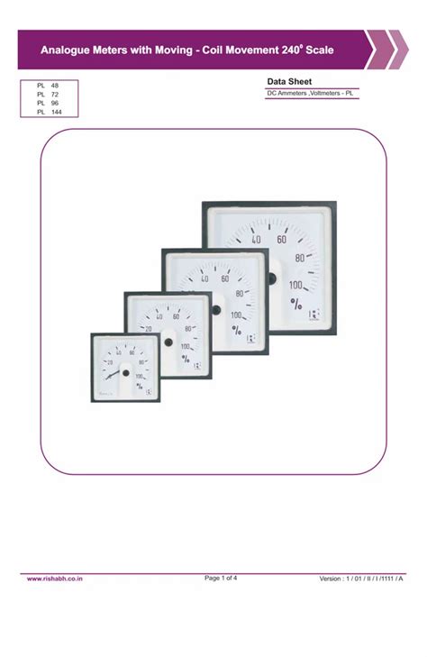 Rishabh Analog Type Analogue AC Ammeters For Industrial Dimension 96