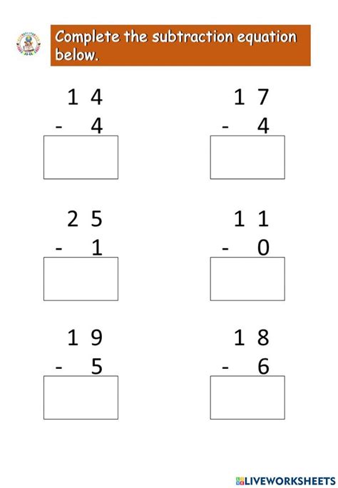 Subtraction Online Exercise For Grade 1 Live Worksheets