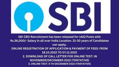 SBI CBO Recruitment 2022 For 1422 Posts Apply Online Easily