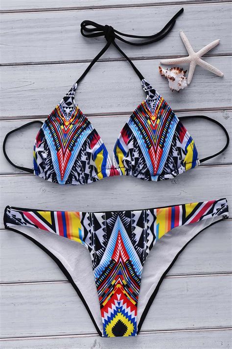 58 OFF Womens S Sexy Colormix Backless Bikini Set Swimwear Rosegal