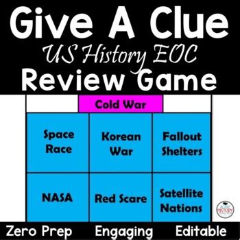 Eoc Review Us History Give A Clue Review Game Staar Review Editable