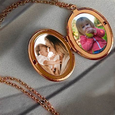 Personalized Vintage Pink Rose Cameo Locket Necklace Rose Gold Plated