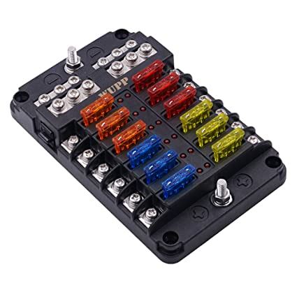 WUPP Boat Marine Fuse Block Panel With LED Warning Indicator Damp Proof