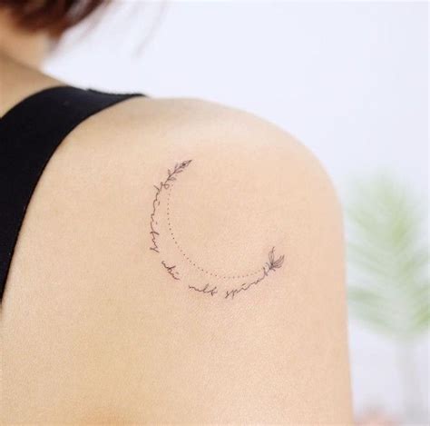 Arrow Moon Lettering Shoulder Tattoo For Women Frases Para