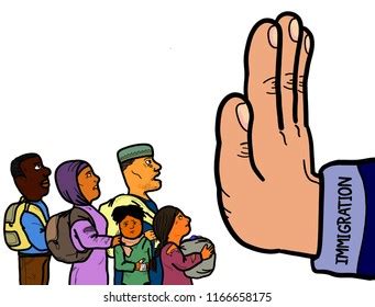 Hand Symbolizing Prevention Illegal Immigration Refugees Stock